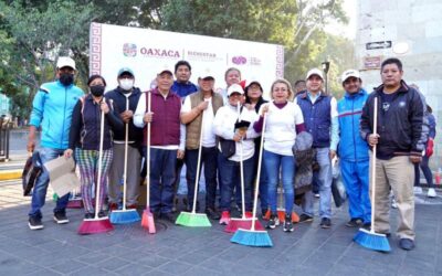 Embellecen el Centro Histórico de Oaxaca durante el Tequio Bienestar