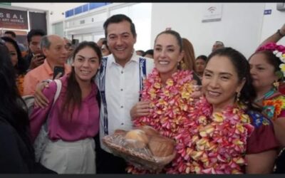 Recibe Luis Alfonso Silva Romo a Claudia Sheinbaum en Oaxaca