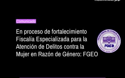 En proceso de fortalecimiento Fiscalía Especializada para la Atención de Delitos contra la Mujer en Razón de Género: FGEO