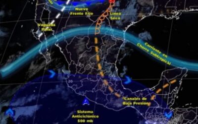 Frente frío y canales de baja presión originarán lluvias en diversas regiones del País