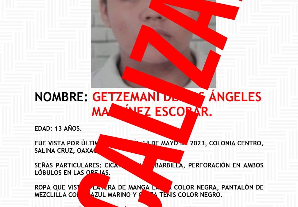 Fiscalía de Oaxaca encuentra en la capital oaxaqueña, a adolescente  reportada con No Localizada en el Istmo