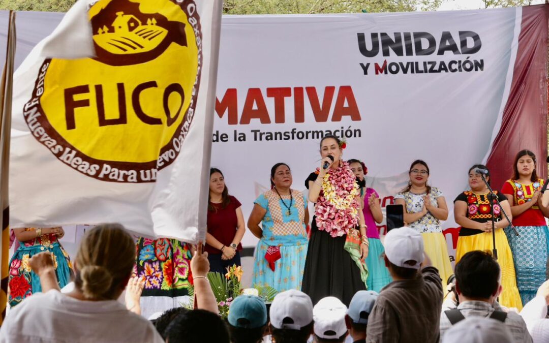 FUCO, RECIBE CON ALGARABÍA Y MARCHA MULTITUDINARIA A CLAUDIA SHEINBAUM EN TEHUANTEPEC