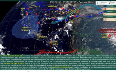 Lluvias y tormentas aisladas provocará Onda tropical número 28 informa Protección Civil