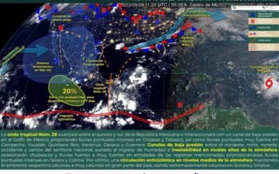 Poca actividad de lluvias para el estado por Onda tropical número 28