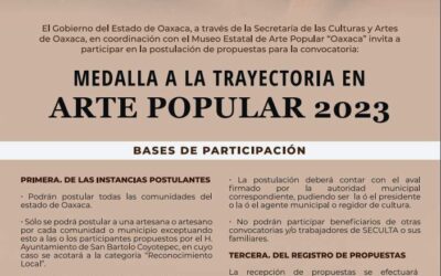 Reconocerá Gobierno Estatal con Medalla de Arte Popular 2023 a personas artesanas de Oaxaca