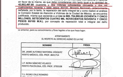 85 millones de pesos por reparación del daño, solicita María Elena Ríos