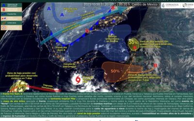 Se esperan lluvias de intensidad variable, viento y actividad eléctrica para esta tarde