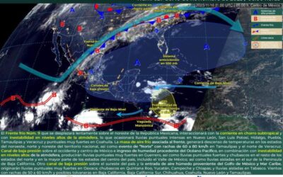 Canales de baja presión y frente frío número 9 provocarán lluvias en distintas partes del estado