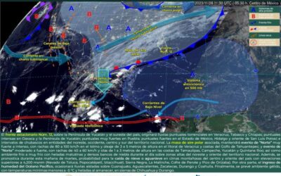 Se esperan lluvias de variable intensidad por frente frío número 12