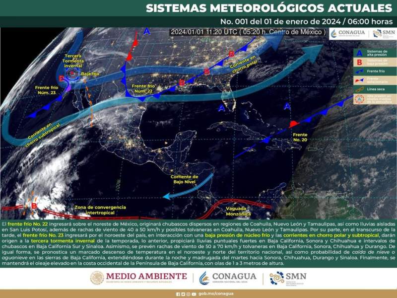 Continuará el ambiente frío y evento de norte en el estado este inicio de año: Protección Civil