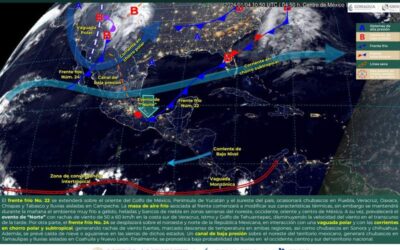Lluvias moderadas, ambiente frío y vientos breves del norte se pronostican para este jueves
