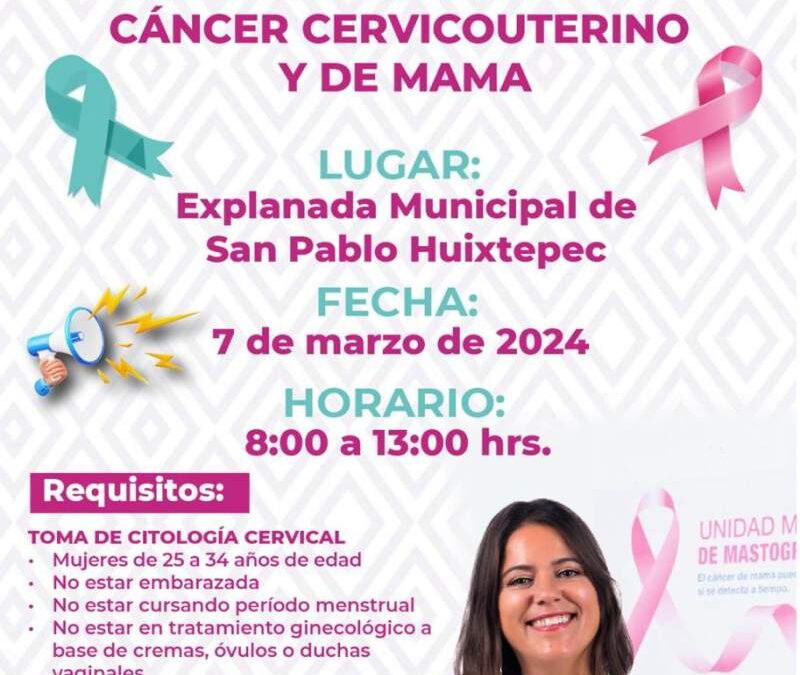 Realizarán tomas para detección de cáncer cervicouterino y de mama