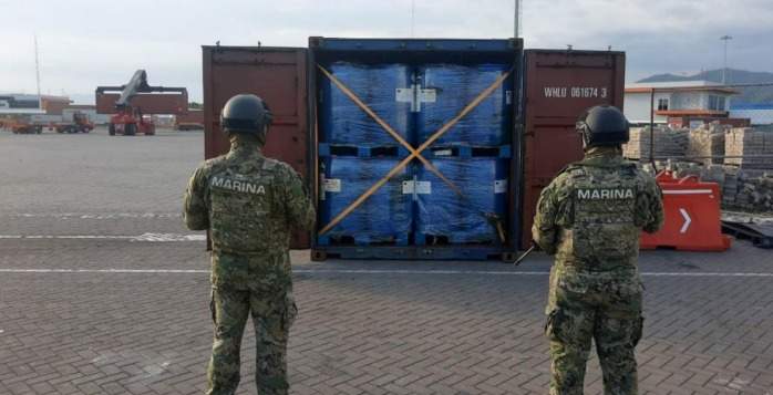 Secretaría de Marina asegura 88 Toneladas de Precursores químicos en el Puerto de Manzanillo, Colima