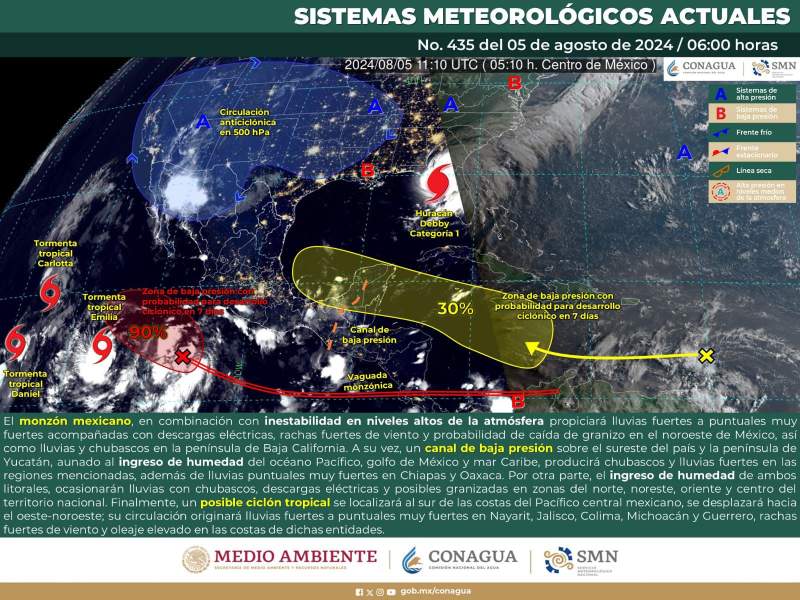 Este lunes se esperan lluvias y rachas de viento en la mayor parte de Oaxaca