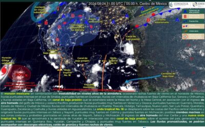 Onda tropical número 19 mantendrá lluvias de intensidad variable en Oaxaca