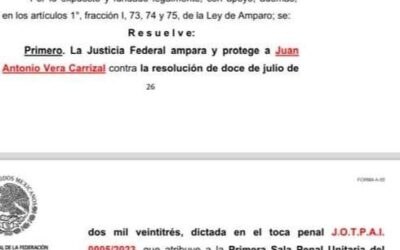 Otorgan amparo a Juan Antonio Vera Carrizal; se caen las mentiras de la saxofonista María Elena Ríos