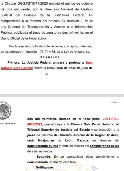 Otorgan amparo a Juan Antonio Vera Carrizal; se caen las mentiras de la saxofonista María Elena Ríos