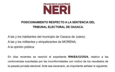 Posicionamiento respecto a la sentencia del Tribunal Electoral de Oaxaca