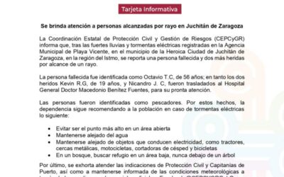 Se brinda atención a personas alcanzadas por rayo en Juchitán de Zaragoza