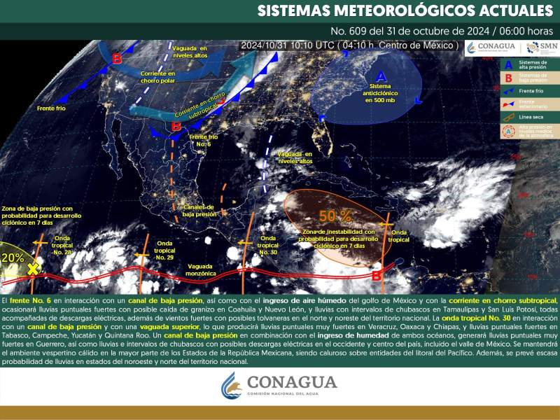 Onda tropical número 30 dejará lluvias aisladas durante la tarde-noche en Oaxaca