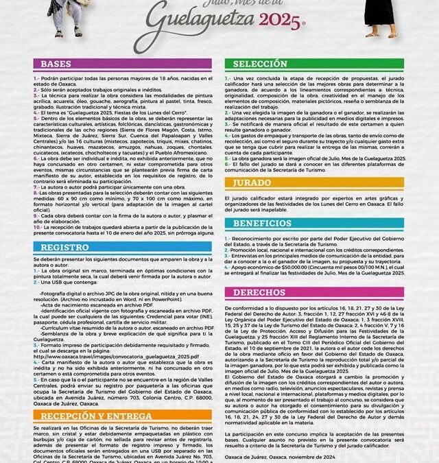 Convoca Gobierno del Estado al Concurso Estatal para seleccionar la imagen oficial de la Guelaguetza 2025