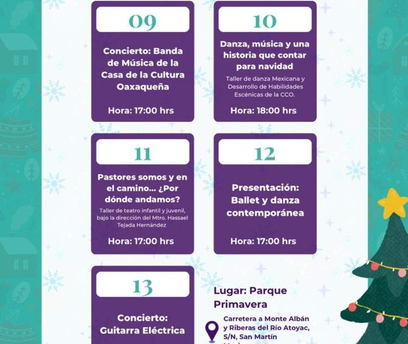 Invita CCO a participar en actividades de conciertos, danza y música que forman parte del Festival Navideño