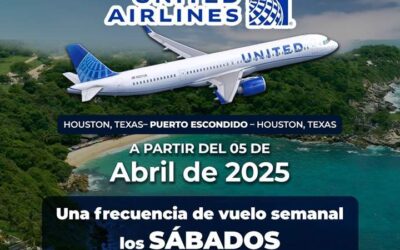 United Airlines iniciará vuelos sin escalas entre Houston y Puerto Escondido