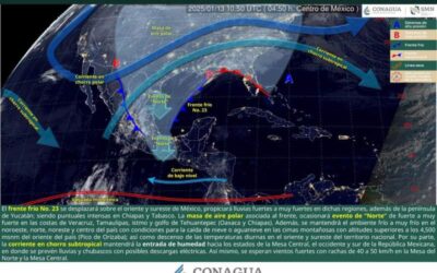 Frente frío número 23 mantendrá condiciones inestables para Oaxaca este inicio de semana