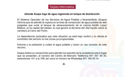 Atiende Soapa fuga de agua registrada en tanque de distribución