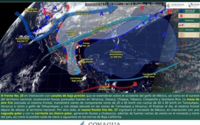 Ocasionará frente frío número 26 lluvias y descenso de temperaturas en territorio oaxaqueño