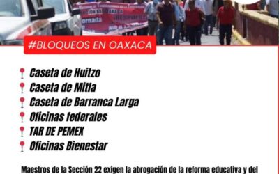 Sección 22 anuncia paro de 48 horas con bloqueos en Oaxaca