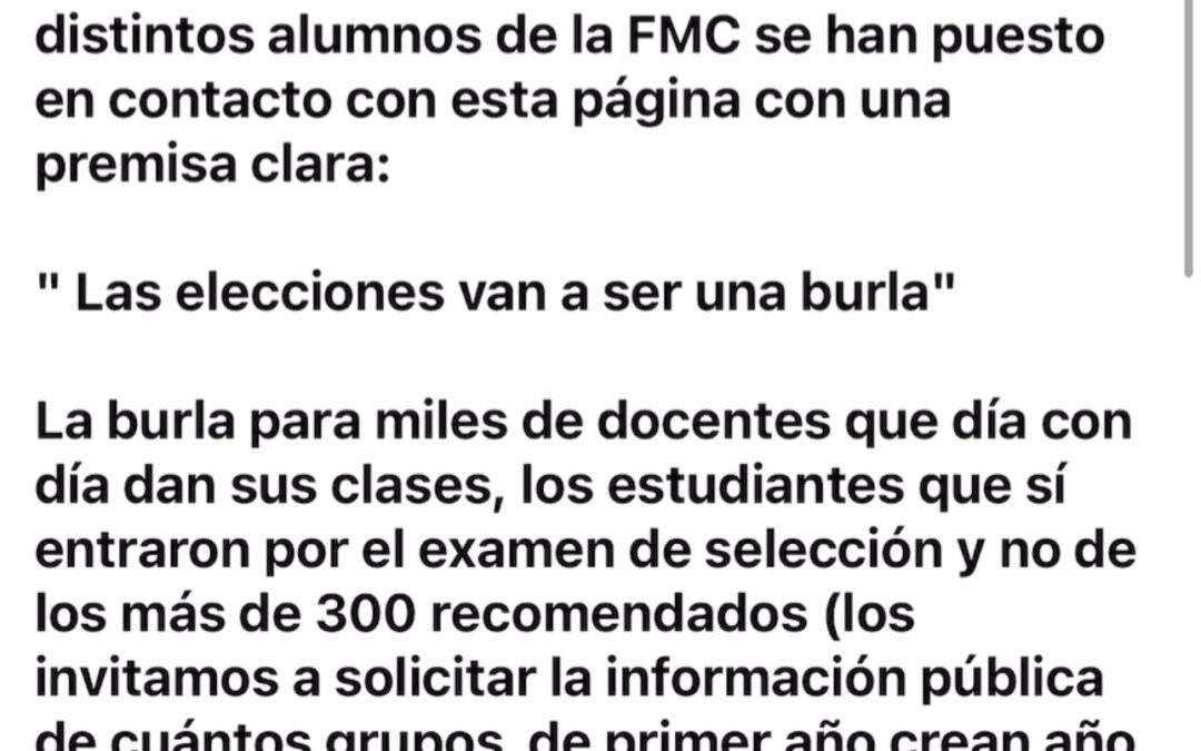ELECCIONES EN LA FACULTAD DE MEDICINA: EL CIRCO DE LOS FAVORES Y LA IMPUNIDAD