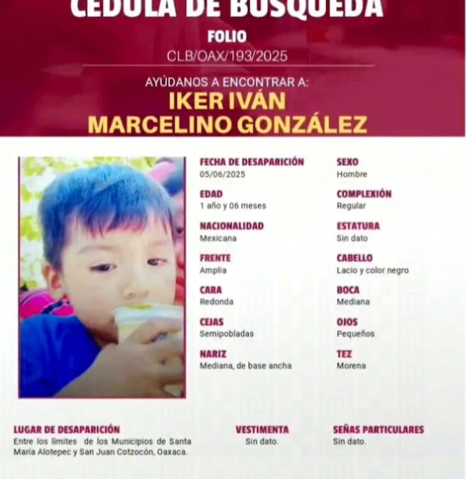 Sigue la búsqueda de Iker Iván, niño de 18 meses desaparecido en la Sierra Mixe
