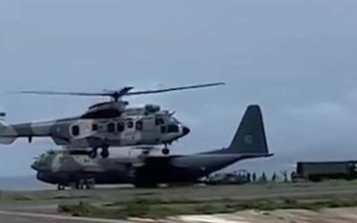 Realizan Claudia Sheinbaum y Salomón Jara sobrevuelo de evaluación en Oaxaca tras impacto del huracán Erick