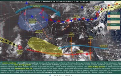 Onda tropical número 20 dejará lluvias y tormentas aisladas de corta duración en la entidad
