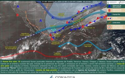 Se prevén condiciones de tiempo adverso por frente frío número 19 en Oaxaca
