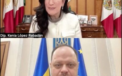 Sostiene Kenia López Rabadán reunión virtual con el presidente del Parlamento de Ucrania, Ruslan Stefanchuk