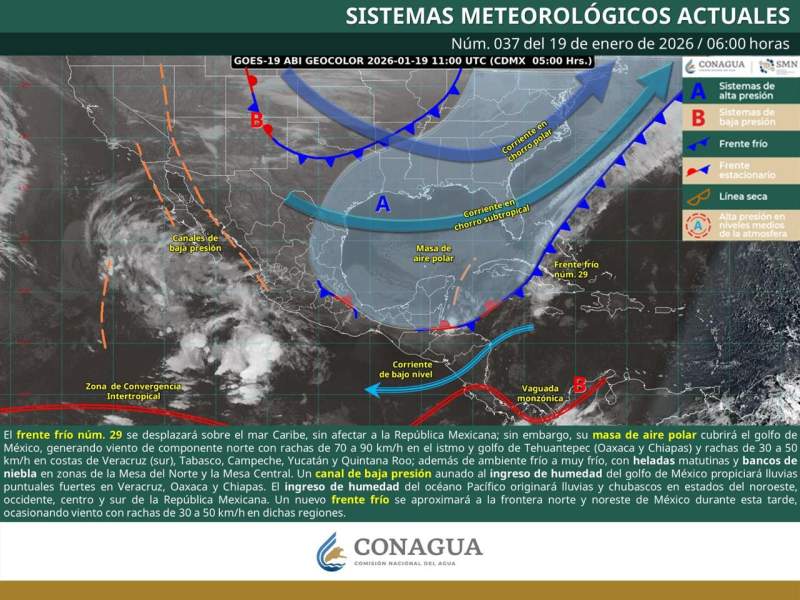 Lluvias puntuales fuertes en zonas de Veracruz, Oaxaca y Chiapas