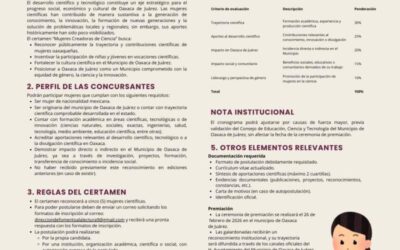 Oaxaca de Juárez convoca al certamen “Mujeres Creadoras de Ciencia”