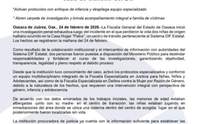 Dos personas quedan a disposición de Fiscalía de Oaxaca por fallecimiento de dos niñas haitianas en casa de tránsito del DIF