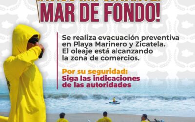 Alerta SSPC a la ciudadanía por fenómeno de Mar de Fondo en costas oaxaqueñas