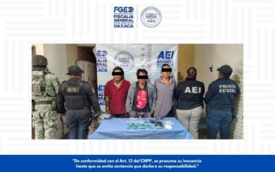 Fiscalía de Oaxaca, Defensa y Policía Estatal ejecutan cateos en San Pablo Etla; detienen a tres por narcomenudeo