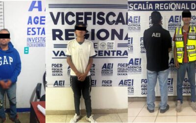 Fiscalía de Oaxaca ejecuta tres órdenes de aprehensión por robo en distintas regiones del estado