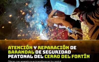 Reparan tramo de barandal en el Cerro del Fortín para garantizar seguridad peatonal