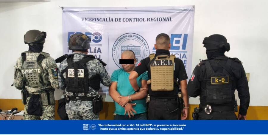 FGEO ejecuta cateo en la Sierra de Flores Magón; aseguran presuntas drogas y detienen a una persona
