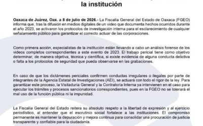 Inicia FGEO investigación y análisis forense por video de 2023 sobre probable mala actuación de personal de la institución
