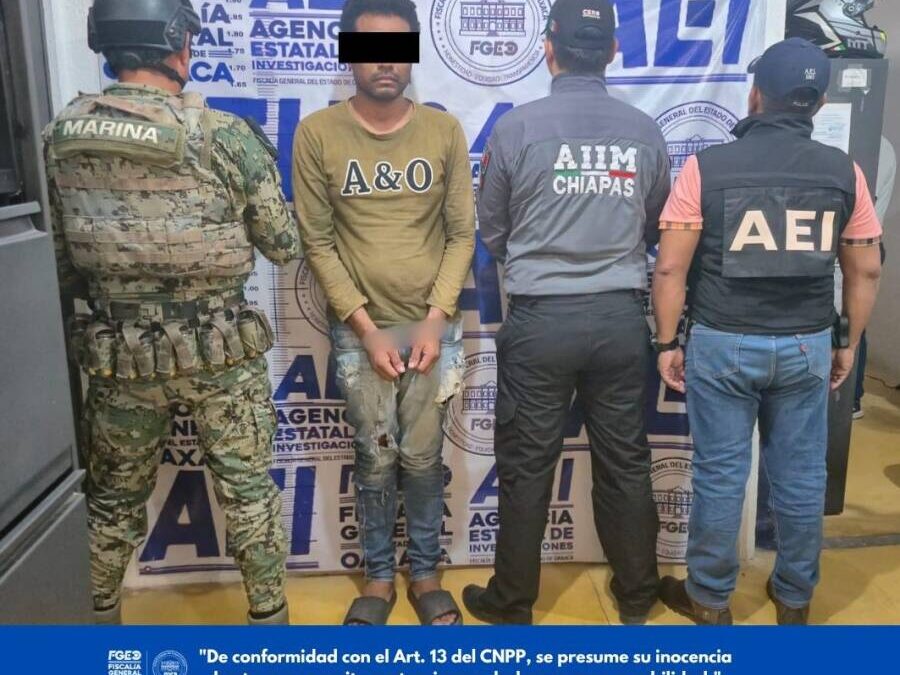 Fiscalía de Oaxaca detiene en Salina Cruz a hombre requerido por autoridades de Chiapas por su probable responsabilidad en el delito de robo con violencia
