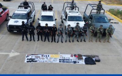Desmantela Fiscalía de Oaxaca centro de operaciones y distribución de drogas en la Sierra Sur; asegura arsenal y detiene a cinco personas