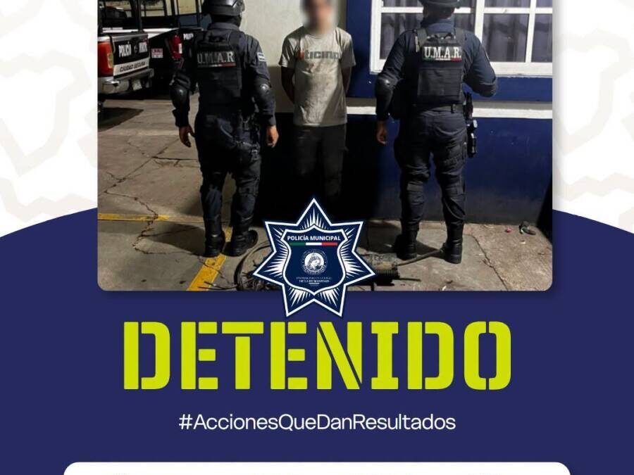 Policía Municipal detiene a persona por presunto robo de cableado en Héroes de Chapultepec