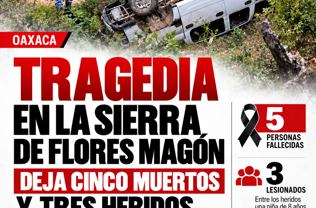 Camioneta cae a barranco de 150 metros en la Sierra Flores Magón; mueren cinco personas